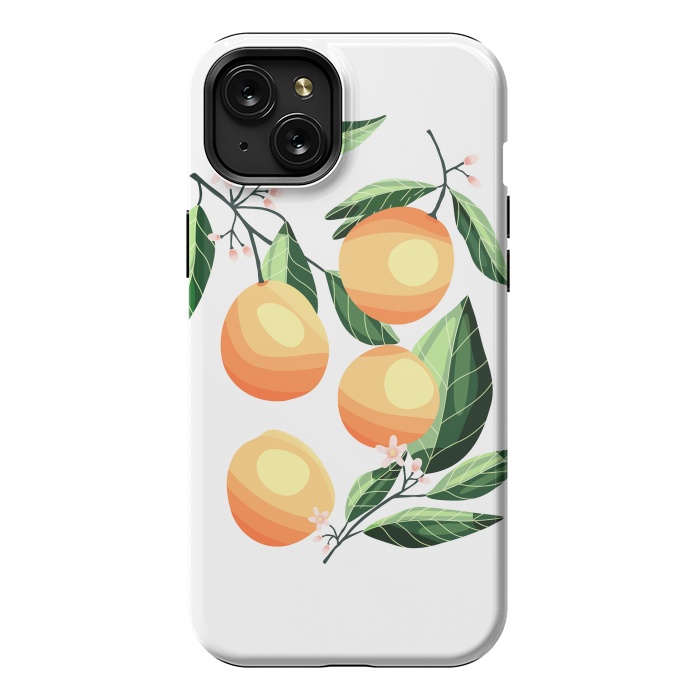 iPhone 15 Plus StrongFit Peaches on white by Jelena Obradovic