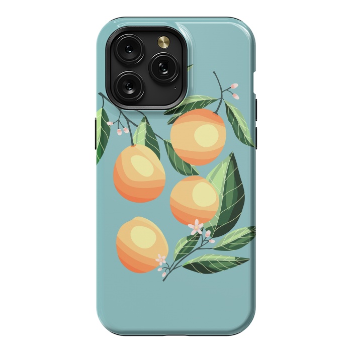 iPhone 15 Pro Max StrongFit Peaches on blue by Jelena Obradovic
