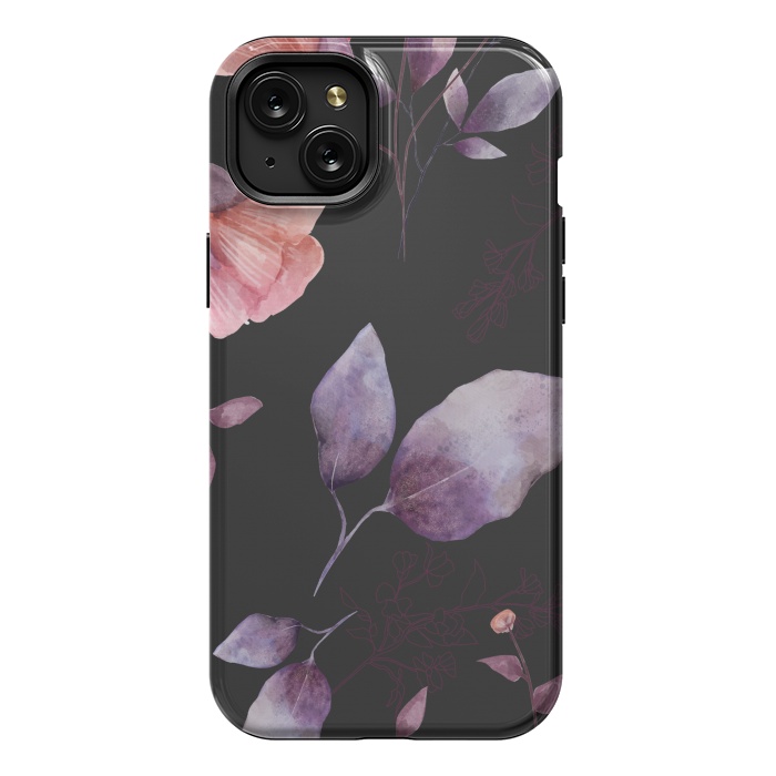 iPhone 15 Plus StrongFit rose gray flowers by haroulita