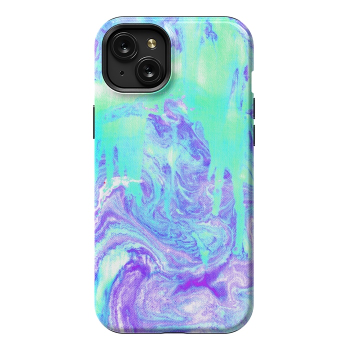 iPhone 15 Plus StrongFit Melting Marble in Mint & Purple by Tangerine-Tane