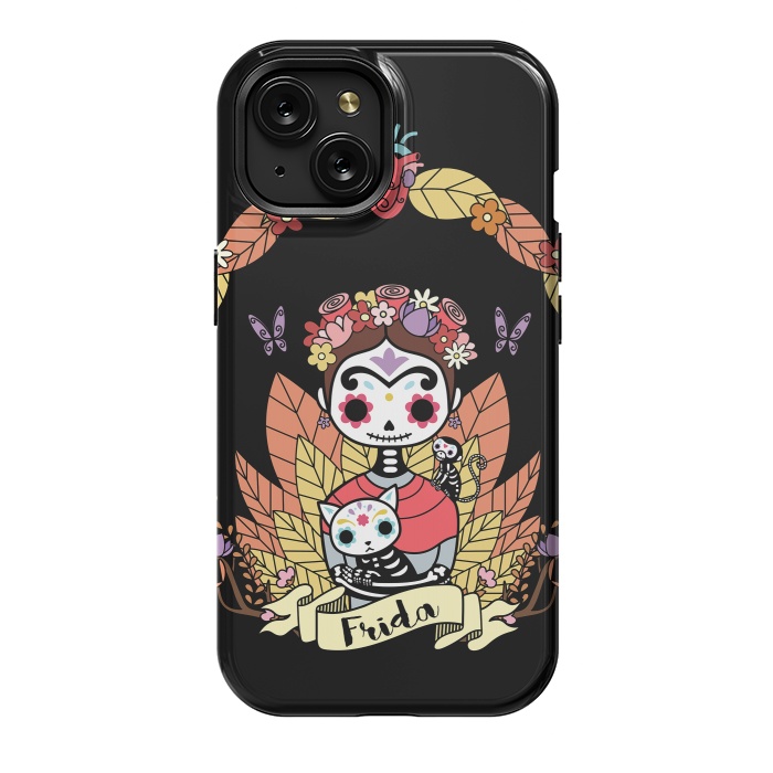 iPhone 15 StrongFit Cute Frida sugar skull by Laura Nagel