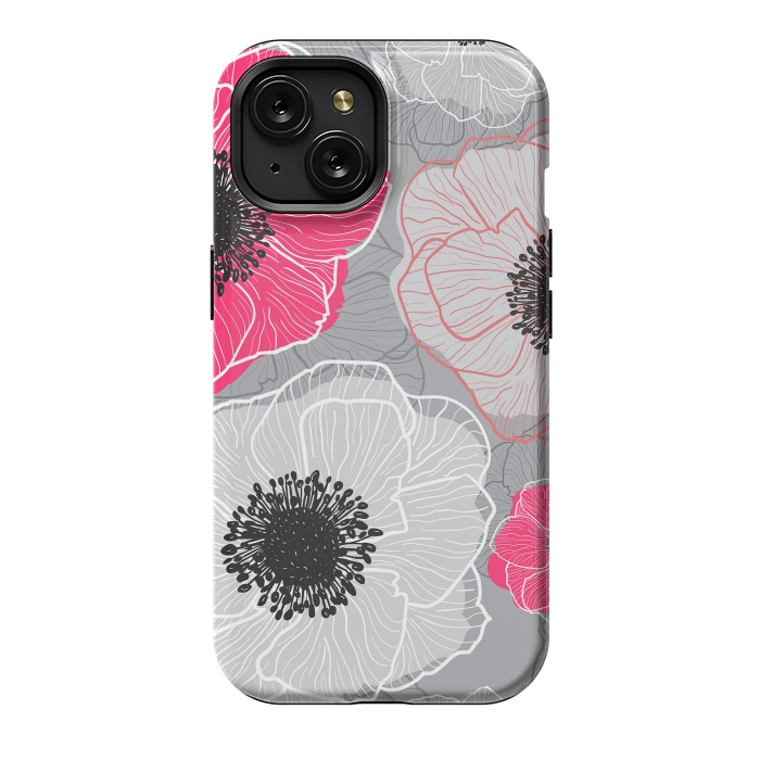 iPhone 15 StrongFit Colorful Anemones Wildflower G603 by Medusa GraphicArt