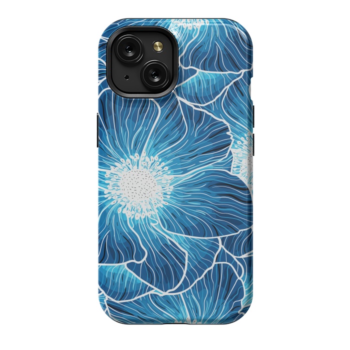 iPhone 15 StrongFit Blue Anemones Wildflower G605 by Medusa GraphicArt
