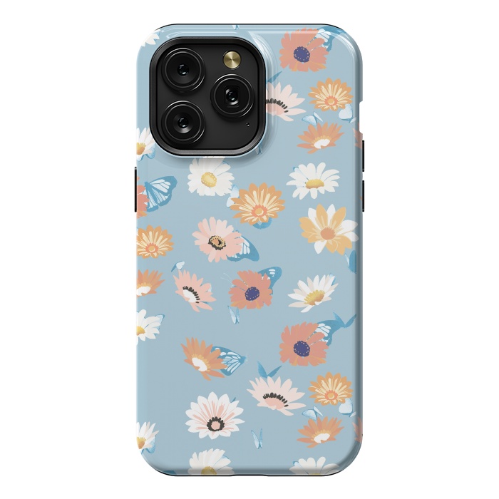 iPhone 15 Pro Max StrongFit Pastel daisy petals and butterflies - colorful aesthetic pattern by Oana 