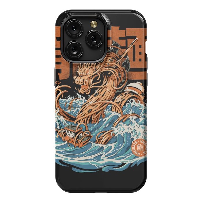 iPhone 15 Pro Max StrongFit Black Great Ramen Dragon off Kanagawa by Ilustrata