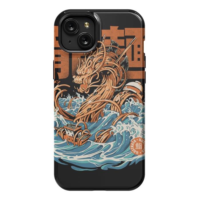 iPhone 15 Plus StrongFit Black Great Ramen Dragon off Kanagawa by Ilustrata