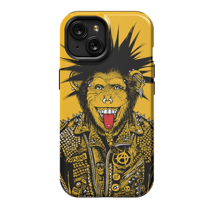 iPhone 15 StrongFit Yellow punk monkey by Alberto
