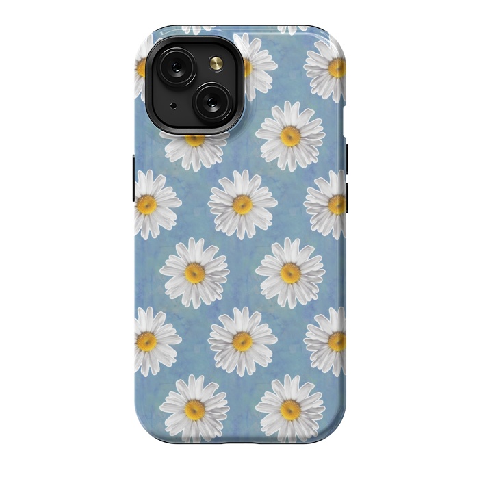 iPhone 15 StrongFit Daisy Blues - Daisy Pattern on Cornflower Blue by Tangerine-Tane