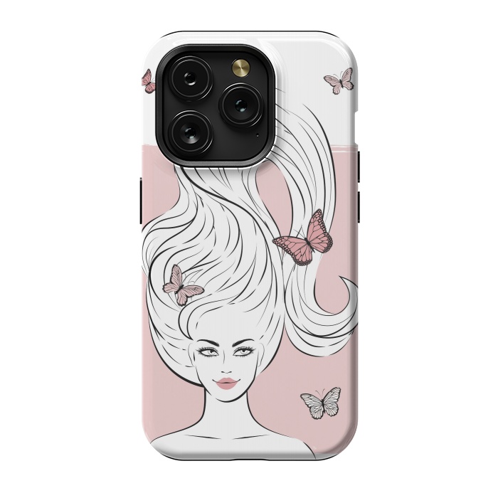 iPhone 15 Pro StrongFit Butterfly Hair Girl by Martina