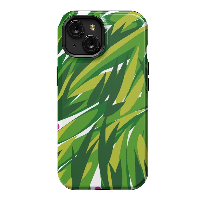 iPhone 15 StrongFit Green Palms by Josie