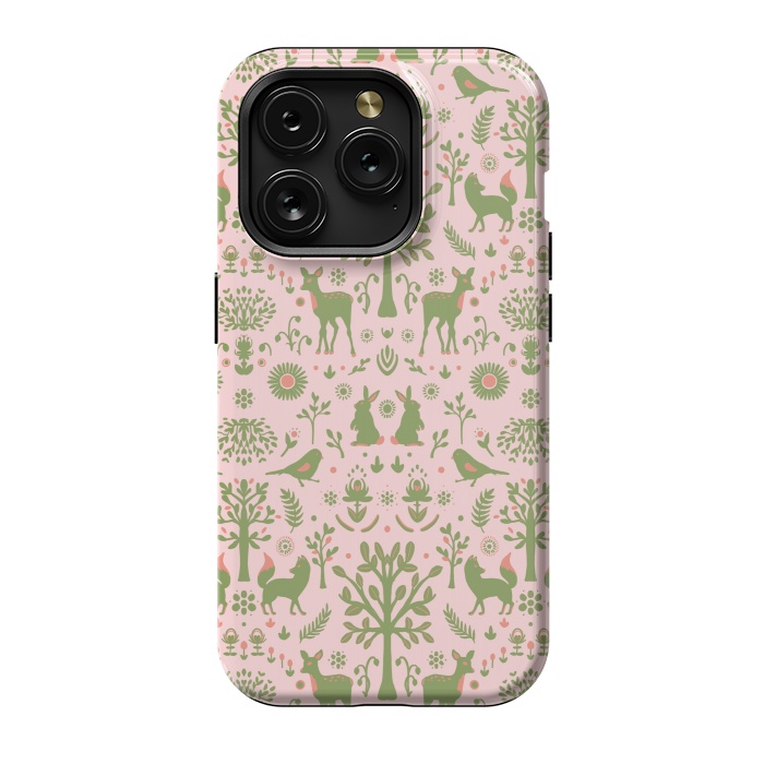 iPhone 15 Pro StrongFit Folk Art Forest Day by ECMazur 