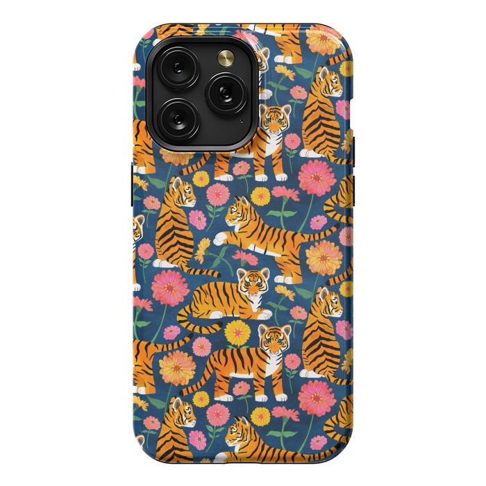 iPhone 15 Pro Max StrongFit Tiger Cubs and Zinnias by Tangerine-Tane