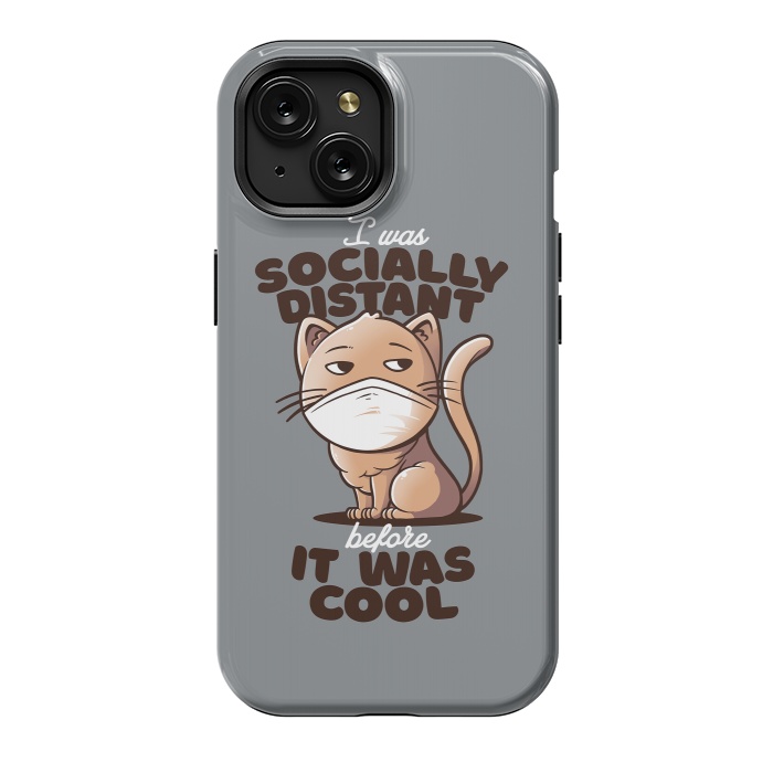 iPhone 15 StrongFit Socially Distant Cat by eduely