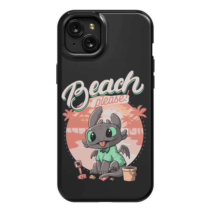iPhone 15 Plus StrongFit Summer Dragon Funny Beach Please by eduely