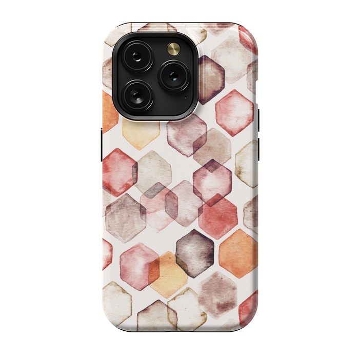 iPhone 15 Pro StrongFit Autumn Bokeh - Watercolour Hexagons by Tangerine-Tane