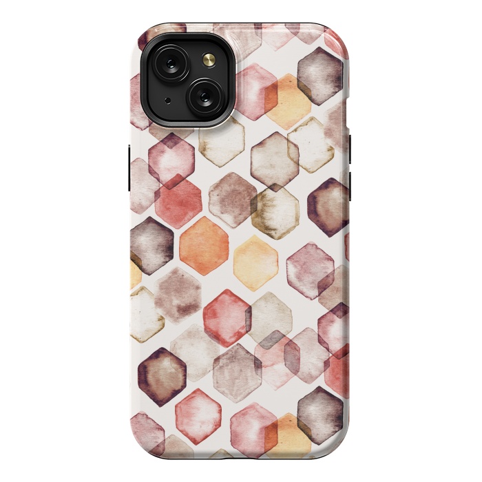 iPhone 15 Plus StrongFit Autumn Bokeh - Watercolour Hexagons by Tangerine-Tane
