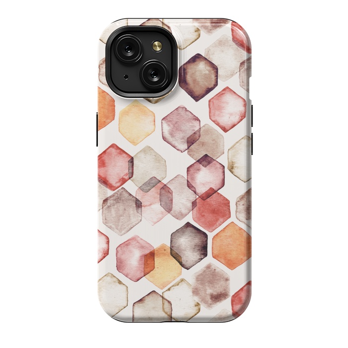 iPhone 15 StrongFit Autumn Bokeh - Watercolour Hexagons by Tangerine-Tane