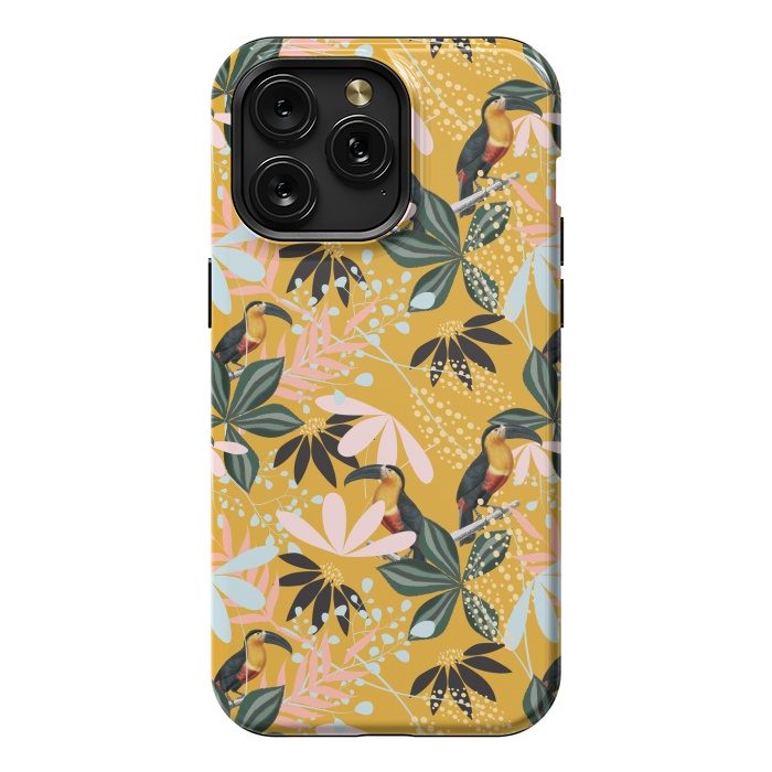 iPhone 15 Pro Max StrongFit Tropical Toucan Garden by Uma Prabhakar Gokhale