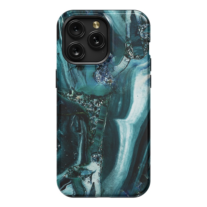 iPhone 15 Pro Max StrongFit Dark emerald green geode marble by Oana 