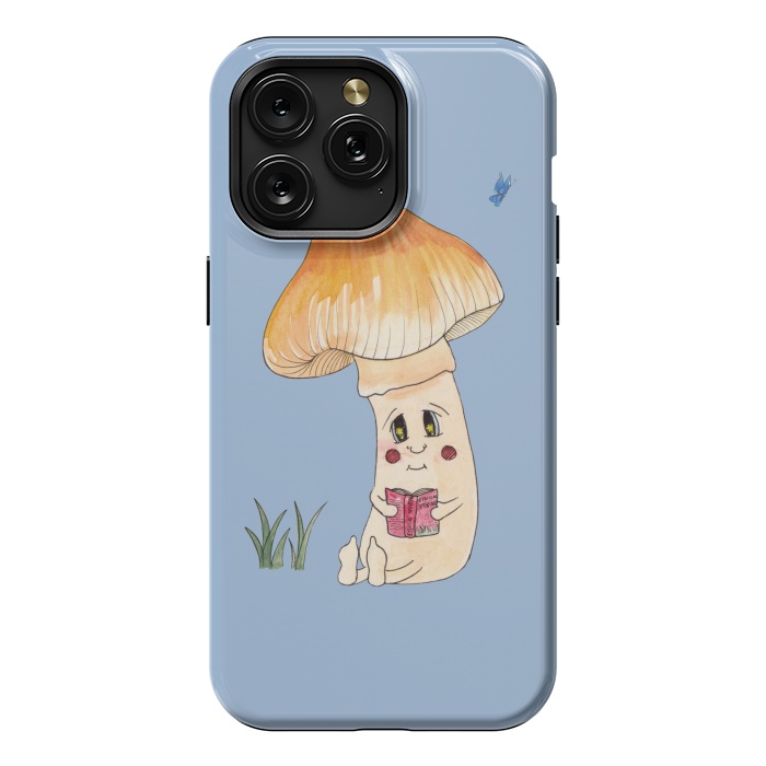 iPhone 15 Pro Max StrongFit Cute Watercolor Mushroom Reading 3 by ECMazur 