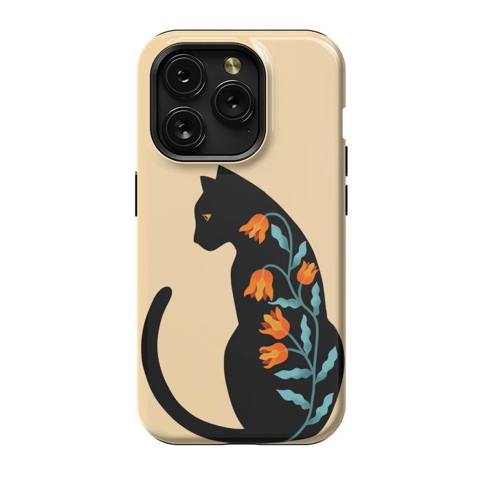 iPhone 15 Pro StrongFit Cat Floral by Coffee Man