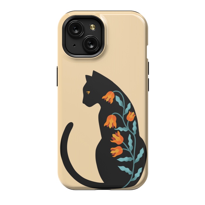 iPhone 15 StrongFit Cat Floral by Coffee Man