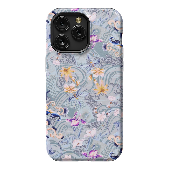 iPhone 15 Pro Max StrongFit Flowers and fish - Chinese decorative pattern by Oana 