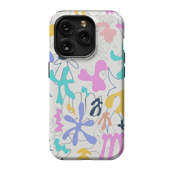 iPhone 15 Pro StrongFit Colorful retro doodles - Matisse abstract pattern by Oana 