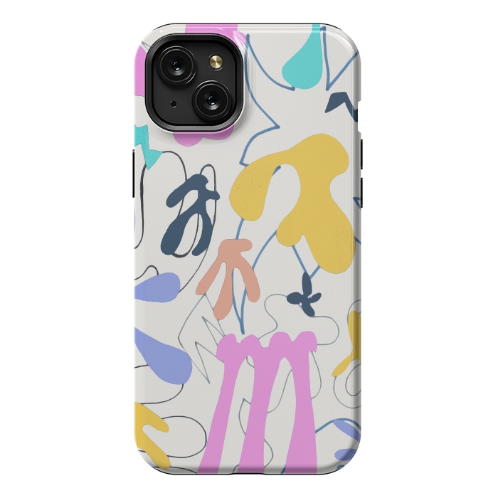 iPhone 15 Plus StrongFit Colorful retro doodles - Matisse abstract pattern by Oana 