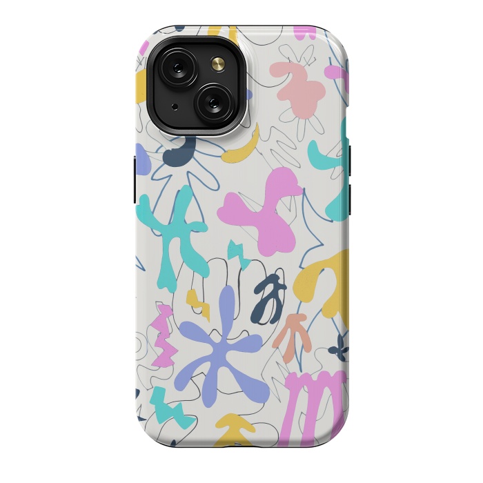 iPhone 15 StrongFit Colorful retro doodles - Matisse abstract pattern by Oana 