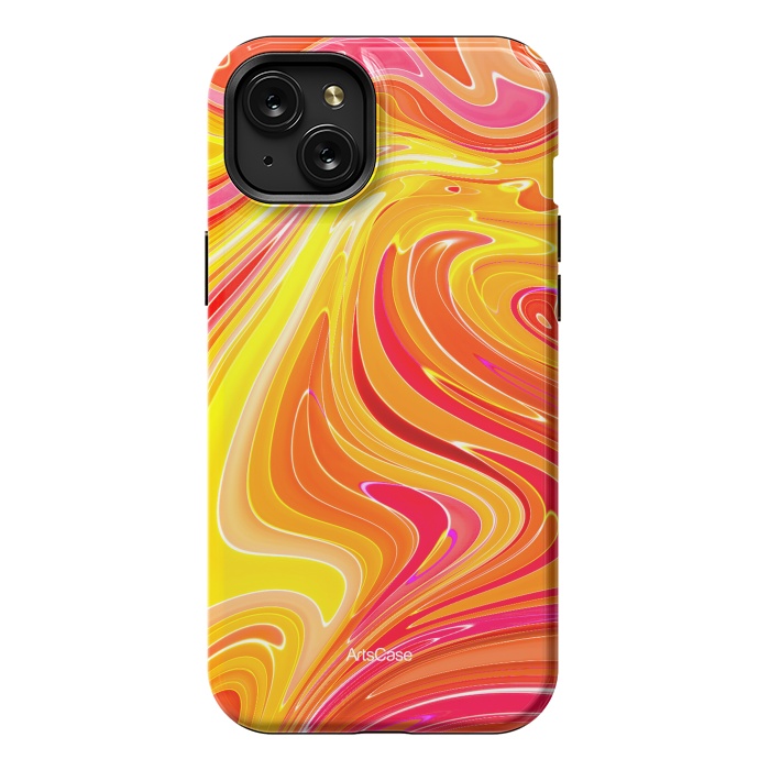 iPhone 15 Plus StrongFit Yellow Fluid Painting by ArtsCase