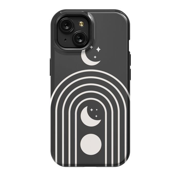 iPhone 15 StrongFit Black Moon Phase Rainbow by ArtPrInk