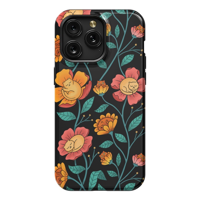 iPhone 15 Pro Max StrongFit Cats and Flowers by Coffee Man