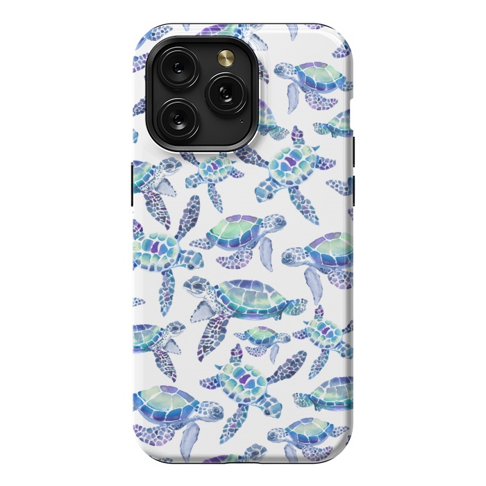 iPhone 15 Pro Max StrongFit Turtles in Aqua and Blue by gingerlique