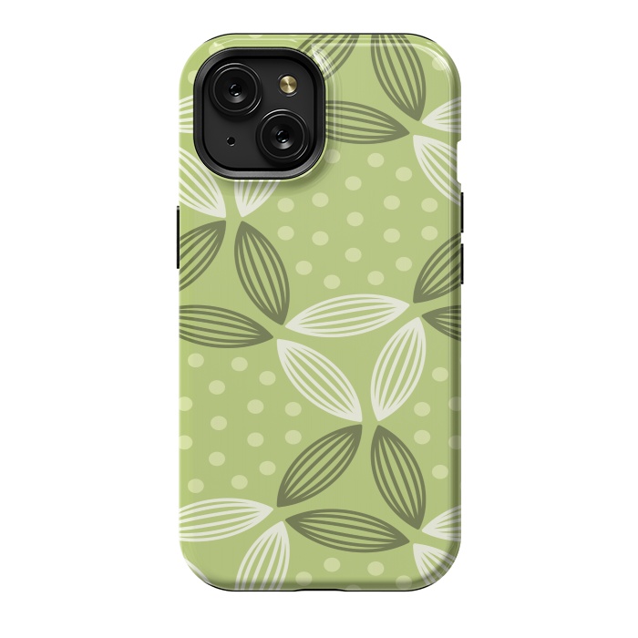 iPhone 15 StrongFit green leave pattern by MALLIKA