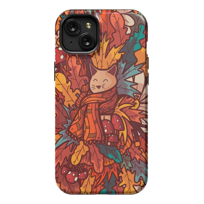 iPhone 15 Plus StrongFit Cosy autumn cat by Steve Wade (Swade)
