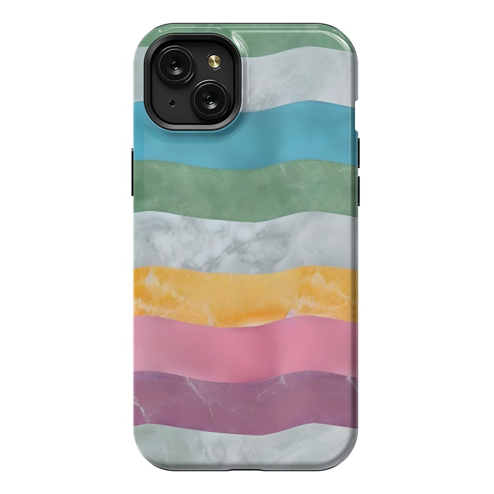 iPhone 15 Plus StrongFit Colorful marble Waves  by Winston