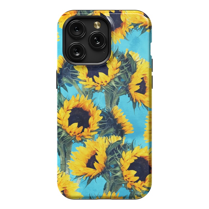 iPhone 15 Pro Max StrongFit Sunflowers & Sky by Uma Prabhakar Gokhale