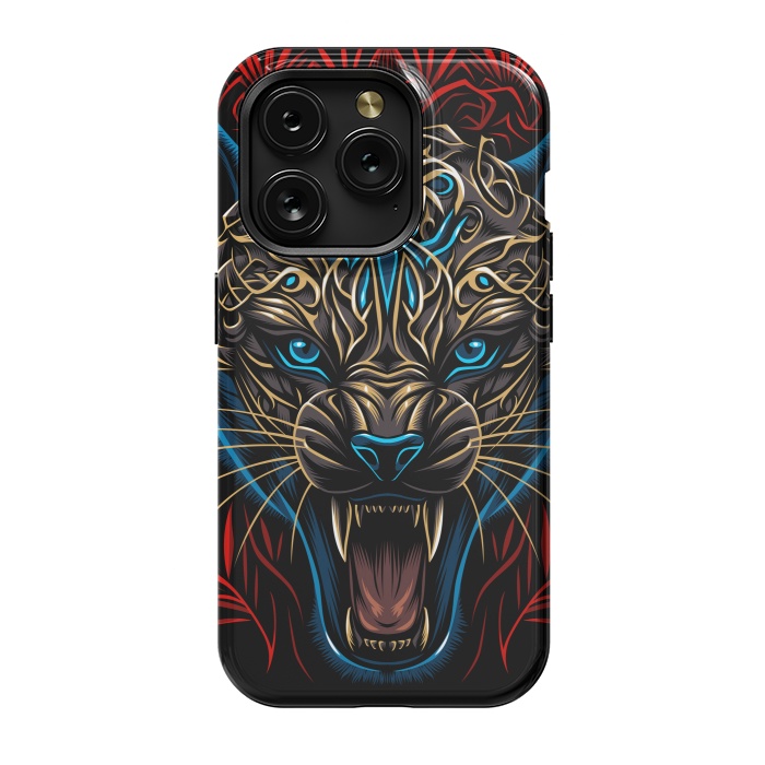 iPhone 15 Pro StrongFit Golden panther tribal  by Alberto