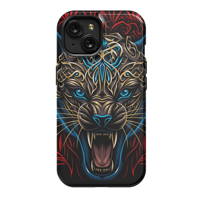 iPhone 15 StrongFit Golden panther tribal  by Alberto