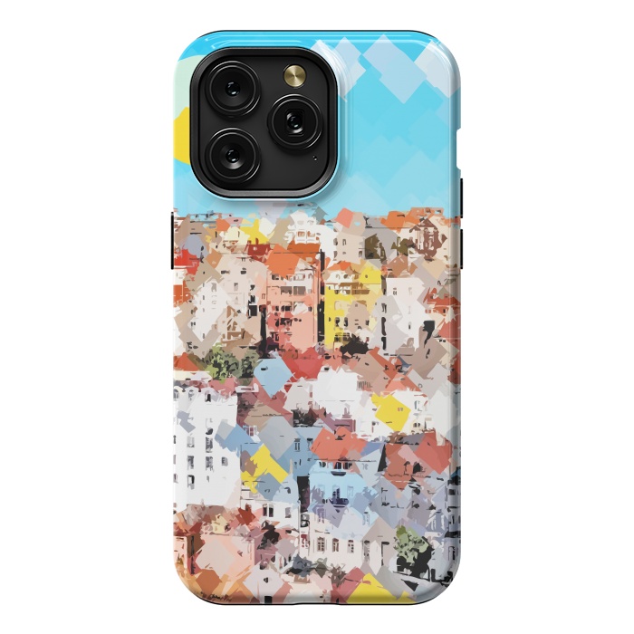 iPhone 15 Pro Max StrongFit City of Dreams, Italy Pastel Cityscape Painting, Architecture Buildings Abstract Illustration by Uma Prabhakar Gokhale
