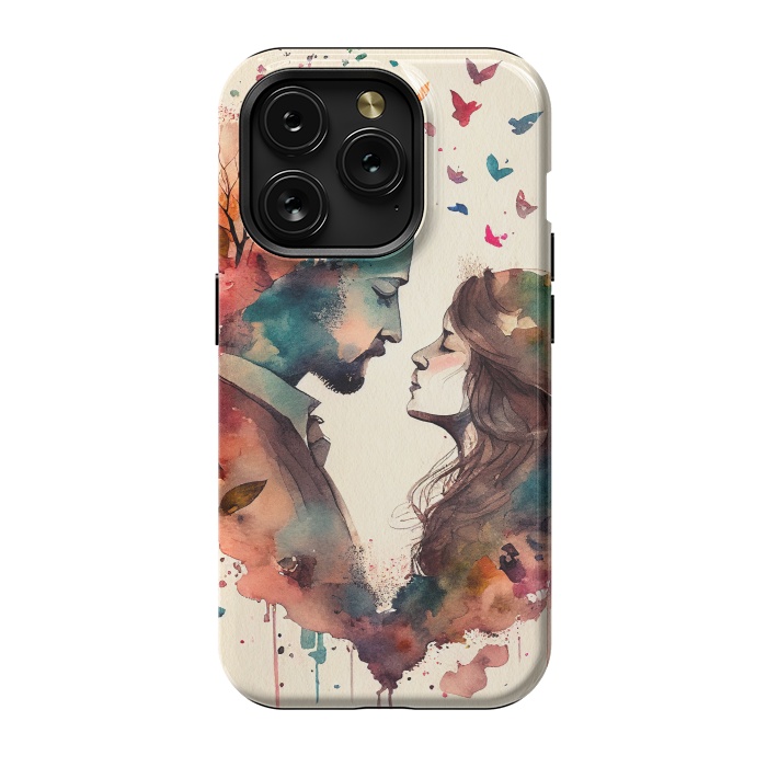 iPhone 15 Pro StrongFit Whimsical Love in Watercolor by Texnotropio