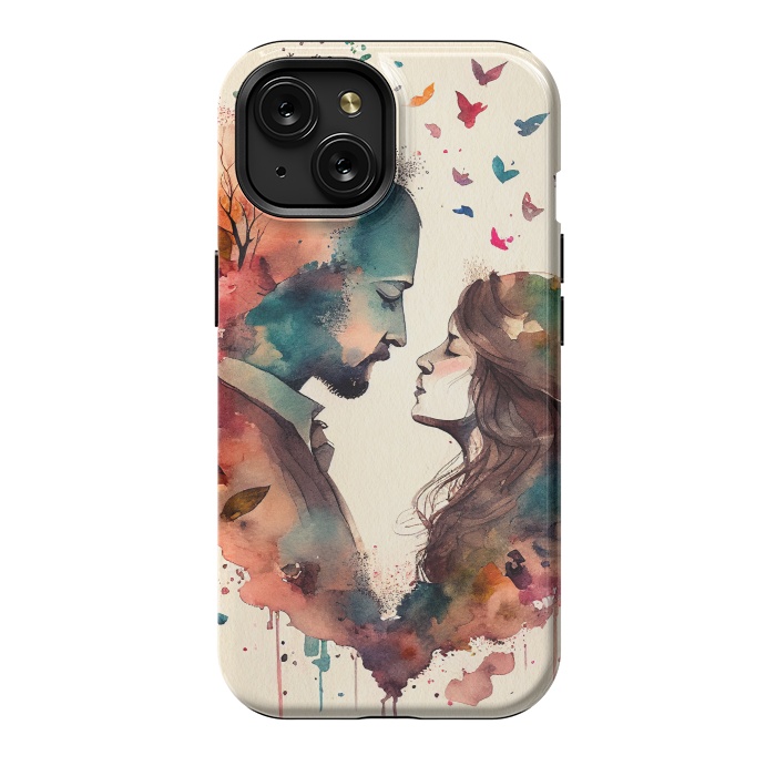 iPhone 15 StrongFit Whimsical Love in Watercolor by Texnotropio