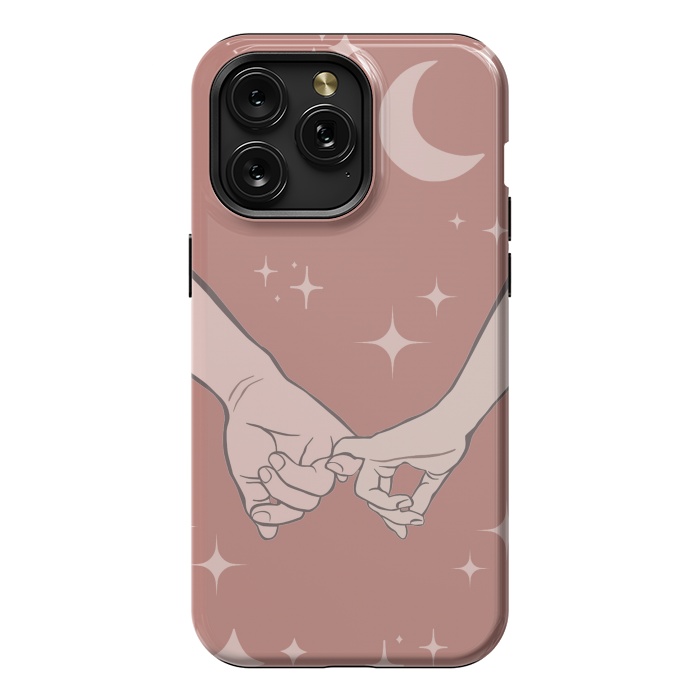 iPhone 15 Pro Max StrongFit Minimal aesthetic couple holding hands on starry sky - valentine's day by Oana 