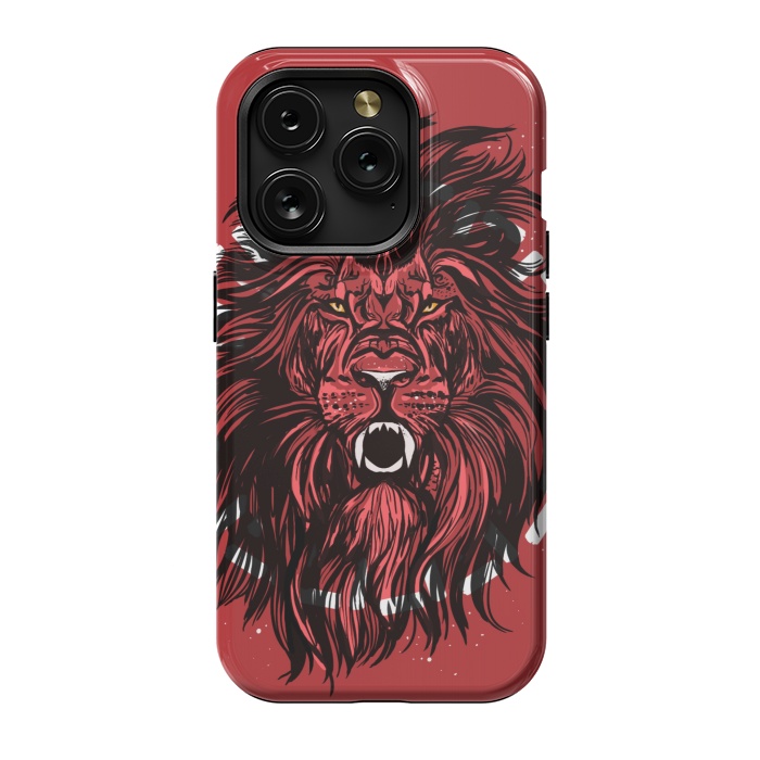 iPhone 15 Pro StrongFit Lion portrait king mane illustration  by Josie