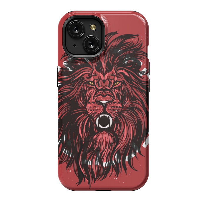 iPhone 15 StrongFit Lion portrait king mane illustration  by Josie