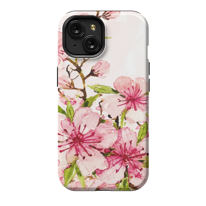 iPhone 15 StrongFit Watercolor Spring Flowers by Bledi