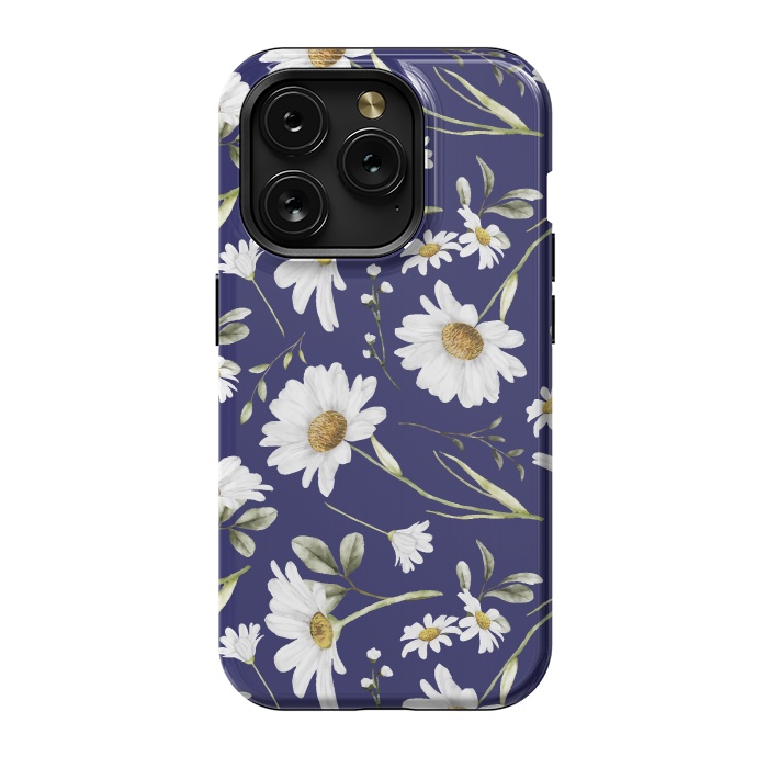 iPhone 15 Pro StrongFit White Watercolor Flowers 2 by Bledi