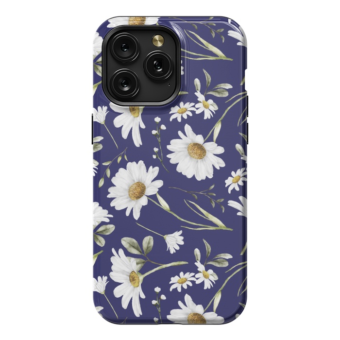 iPhone 15 Pro Max StrongFit White Watercolor Flowers 2 by Bledi