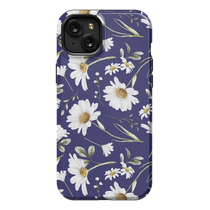 iPhone 15 Plus StrongFit White Watercolor Flowers 2 by Bledi